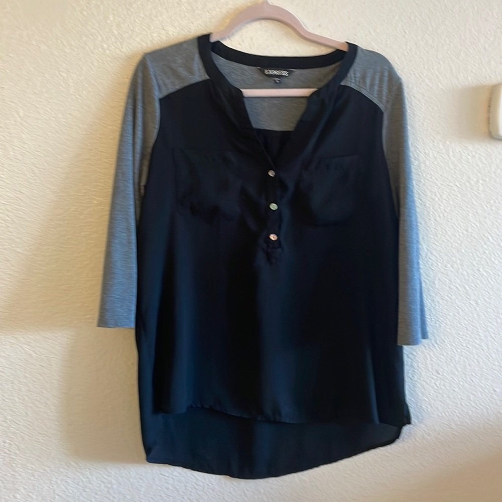 V-Neck Button Front Top